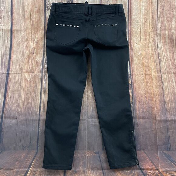 Elle Jeans Womens Size 10 Black Zip Ankles Skinny Strechy Studded Pockets - Picture 6 of 15